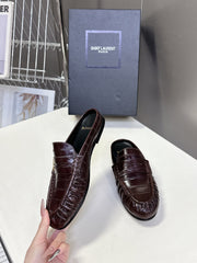 YSL 25S LOAFER MULE IN DARK BROWN CALFSKIN