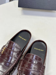YSL 25S LOAFER MULE IN DARK BROWN CALFSKIN