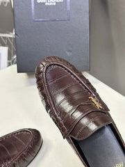 YSL 25S LOAFER MULE IN DARK BROWN CALFSKIN