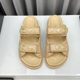 dad sandals beige patent lambskin mules