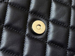 QUILTED TOP HANDLE BAG 16 IN BLACK LAMBSKIN GOLD HARDWARE