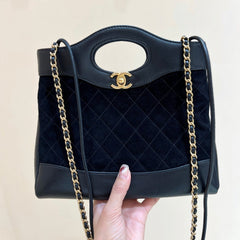 CHANEL 25S MINI SHOPPING BAG 23 IN BLACK LAMBSKIN AND SUEDE