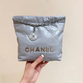 25S CHANEL HOBO MINI BAG 20 IN GREY LAMBSKIN