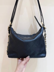 CHANEL 25S MINI MAXIUM OLD HOBO BAG 31 IN BLACK CALFSKIN