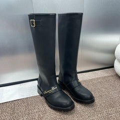 DIOR 25S D-QUEST PUNK MEDIUM BOOTS 25MM IN BLACK CALFSKIN