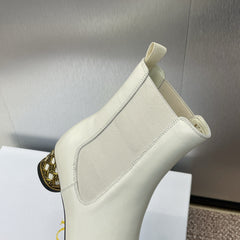 DIOR 25S ANKLE BOOT IN WHITE CALFSKIN