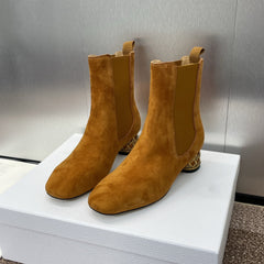 DIOR 25S ANKLE BOOT IN SADDLE BROWN SUEDE