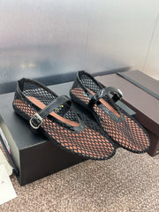 ALAIA MARY JANE FLAT 25S IN BLACK MESH CALFSKIN