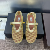 ALAIA MARY JANE FLAT 25S IN GOLD MESH CALFSKIN
