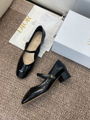 DIOR 25S ROUND-TOE MARY JANE BALLET FLATS IN BLACK CALFSKIN