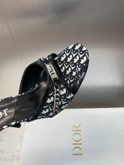 DIOR 25S HIGH HEELS PUNK 85MM IN BLACK WHITE CALFSKIN AND CANVAS