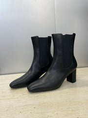 YSL 25S HEELED ANKLE BOOTS 70 MM IN BLACK SMOOTH LAMBSKIN