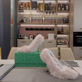 FURRY PUMPS 90MM IN HEAVEN PINK FOX FUR