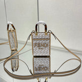 MINI SUNSHINE 18 IN WHITE WOOL AND CAMEL BROWN RAFFIA CALFSKIN TRIM