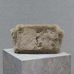 KATE SMALL BAG 22 IN ECRU BEIGE RABBIT FUR GOLD CHAIN