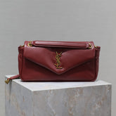 YSL 25S CALYPSO HANDBAG 26 IN BURGUNDY LAMBSKIN GOLD HARDWRE