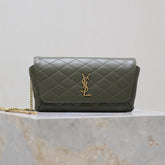 YSL 25S SAINT LAURENT GABY 19 IN DARK OLIVE QUILTED CALFSKIN GOLD HARDWRE