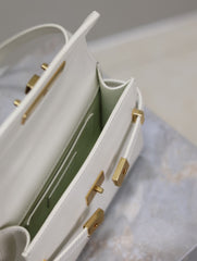 YSL 25S MINI MANHATTAN 19 IN BLANC VINTAGE CALFSKIN GOLD HARDWRE