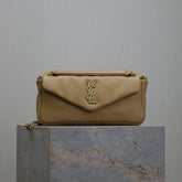 YSL 25S CALYPSO HANDBAG 26 IN LIGHT BROWN LAMBSKIN GOLD HARDWARE