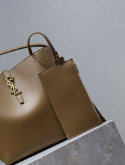 YSL 25S LE 5 À 7 BAG 26 IN BROWN CALFSKIN GOLD HARDWARE