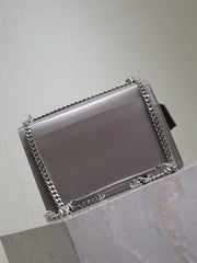 YSL 25S SUNSET BAG 22 IN DARK PURPLE CALFSKIN SILVER HARDWARE