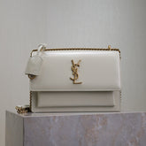 YSL 25S SUNSET BAG 22 IN IVORY CALFSKIN GOLD HARDWRE