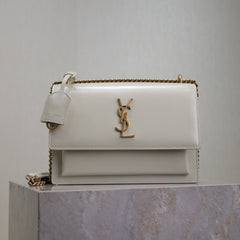 YSL 25S SUNSET BAG 22 IN IVORY CALFSKIN GOLD HARDWRE