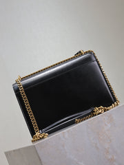 YSL 25S SUNSET BAG 22 IN BLACK CALFSKIN GOLD HARDWARE