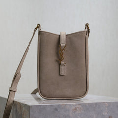LE 5 À 7 HOBO MINI BAG 18 IN LIGHT BROWN SUEDE COPPER HARDWARE