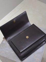 YSL 25S SUNSET BAG 22 IN DARK PURPLE CALFSKIN GOLD HARDWARE