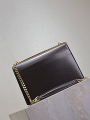 YSL 25S SUNSET BAG 22 IN DARK PURPLE CALFSKIN GOLD HARDWRE