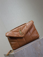 YSL 25S LOULOU PUFFER MINI 23 IN CARAMEL CALFSKIN GOLD HARDWARE