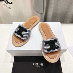 LYMPIA MULE IN TRIOMPHE JACQUARD WOOLLEN FABRIC BLACK CARO