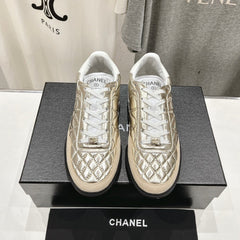 Double C New Quilted Panda Shoes Gold Sheepskin