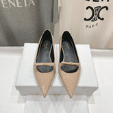 SUZY POINTY TOE BALLERINA IN TAN BEIGE PATENT CALFSKIN