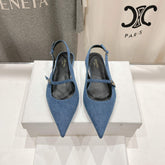 JUDY FLAT SLINGBACK IN BLUE DENIM