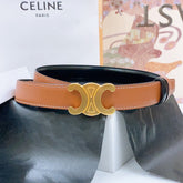 CELINE 25S BELT 25MM REVERSIBLE TRIOMPHE IN BLACK BROWN CALFSKIN 565540