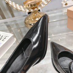 Slingback Shoes Black Beads