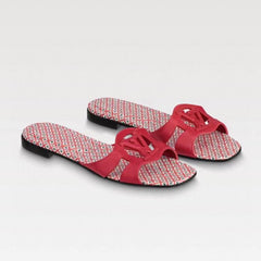 LV WOMEN ISOLA FLAT MULE IN CHERRY RED SHEEPSKIN