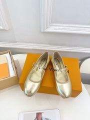LV WOMEN ROMY FLAT BALLERINA IN GOLDEN METALLIC LAMBSKIN