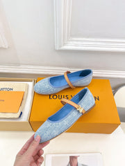 LV WOMEN ROMY FLAT BALLERINA IN LIGHT BLUE MONOGRAM DENIM