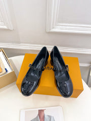 LV WOMEN ROMY HIGH BALLERINA IN GLOSSY BLACK LAMBSKIN