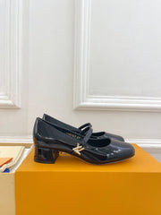 LV WOMEN ROMY HIGH BALLERINA IN GLOSSY BLACK LAMBSKIN