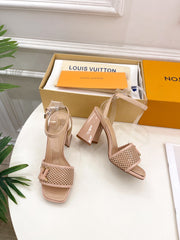 LV WOMEN HIGH SANDAL IN BEIGE CREAM CALFSKIN