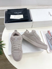 HUNTINGTON LOW LACE-UP SNEAKER IN PASTEL GRAY SUEDE AND MESH