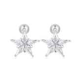 Shiny Star Stud Earrings Platinum Plated Cubic Zirconia Earrings
