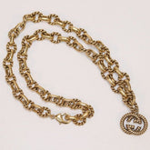 FANCY LINK CHAIN GOLD NECKLACE ALPHABET
