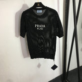 PRADA 25S SHORT-SLEEVE MESH KNIT PULLOVER SWEATER 291
