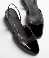 SLINGBACKS BLACK CALFSKIN PATENT