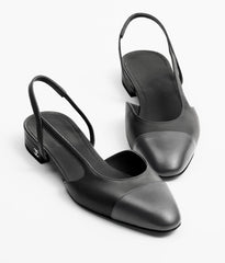 SLINGBACKS BLACK DARK GRAY LAMBS